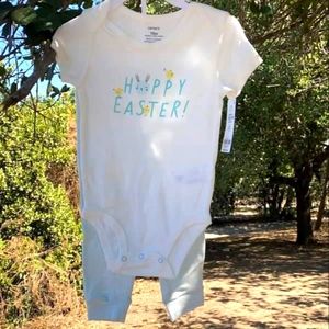 CARTER'S 18 M GREEN BABY MULTI 2 PIECE EASTER BODYSUIT PANT SET.